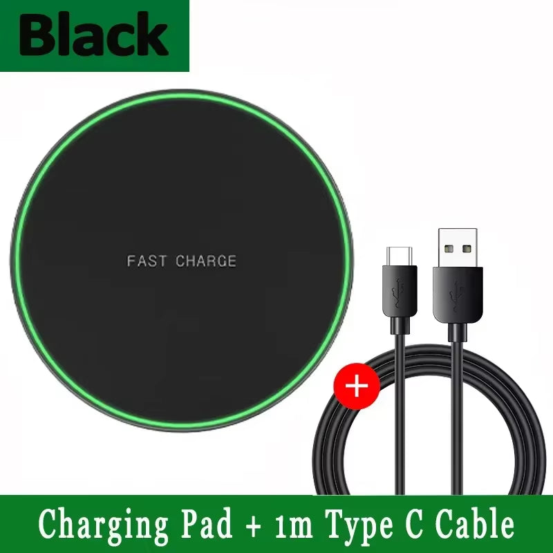 LED Wireless Charger Pad Desktop Cellphone Charge Dock for Iphone 17 16 15 14 13 12 Pro Max Samsung Xiaomi Fast Charging Station
