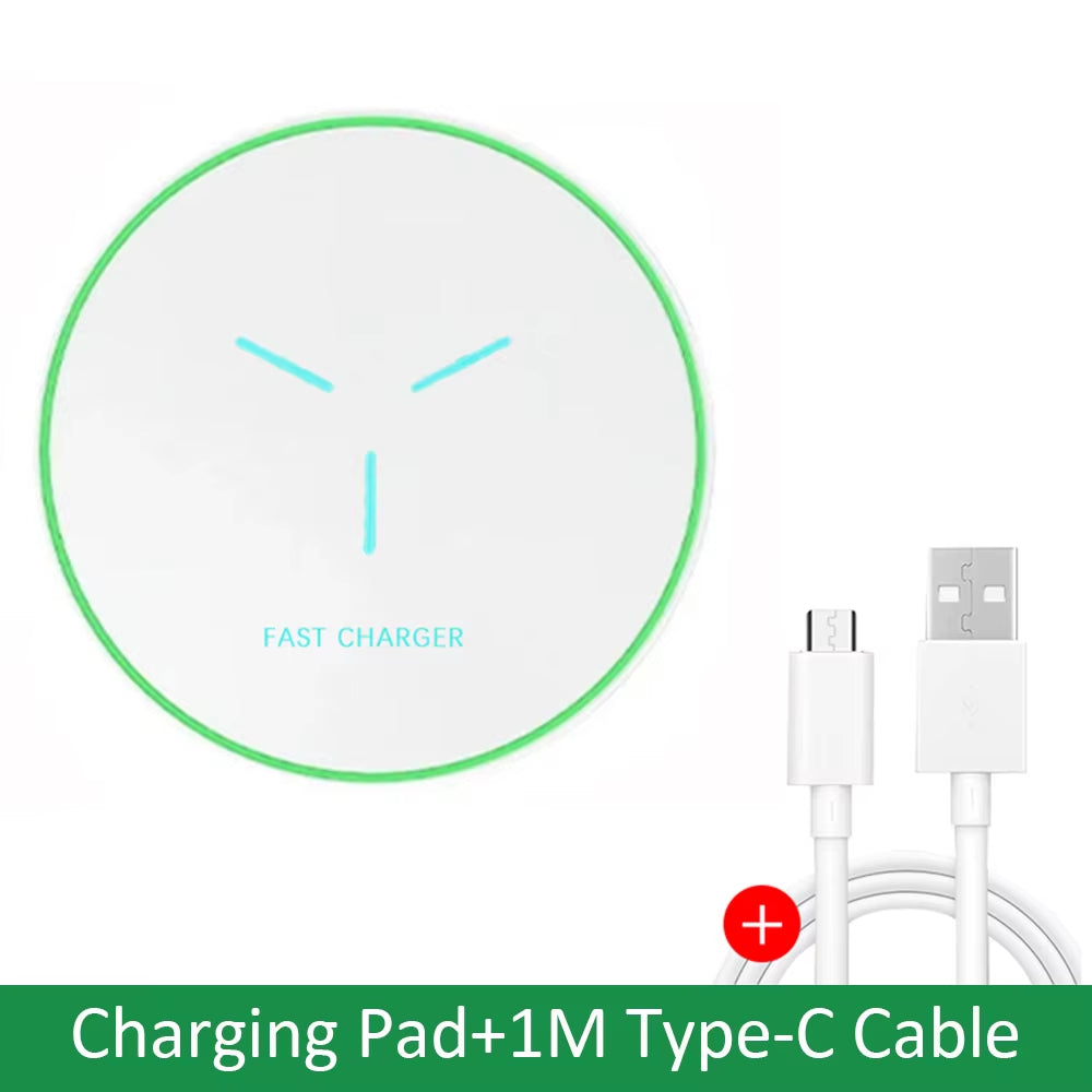 LED Wireless Charger Pad Desktop Cellphone Charge Dock for Iphone 17 16 15 14 13 12 Pro Max Samsung Xiaomi Fast Charging Station