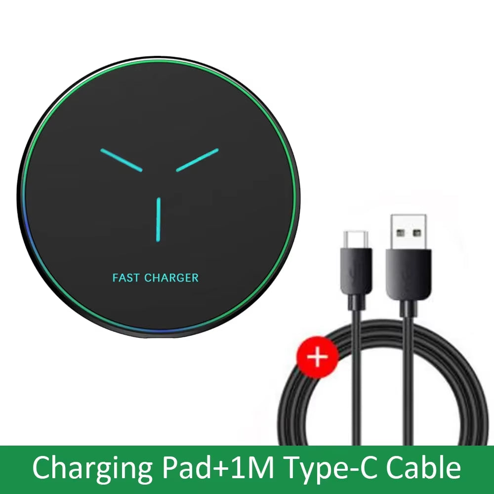 LED Wireless Charger Pad Desktop Cellphone Charge Dock for Iphone 17 16 15 14 13 12 Pro Max Samsung Xiaomi Fast Charging Station