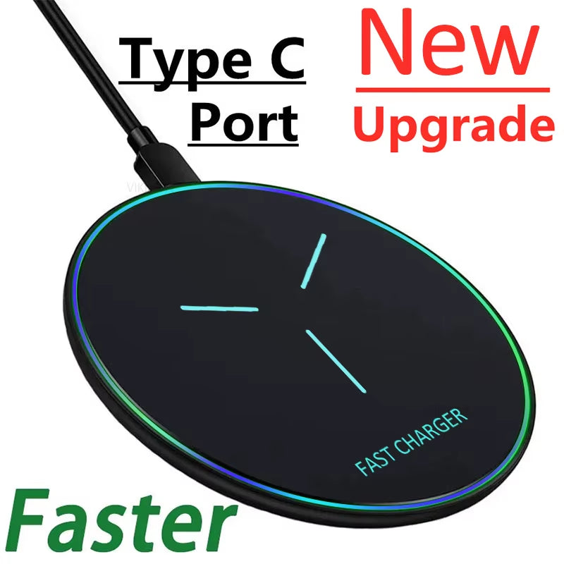 LED Wireless Charger Pad Desktop Cellphone Charge Dock for Iphone 17 16 15 14 13 12 Pro Max Samsung Xiaomi Fast Charging Station